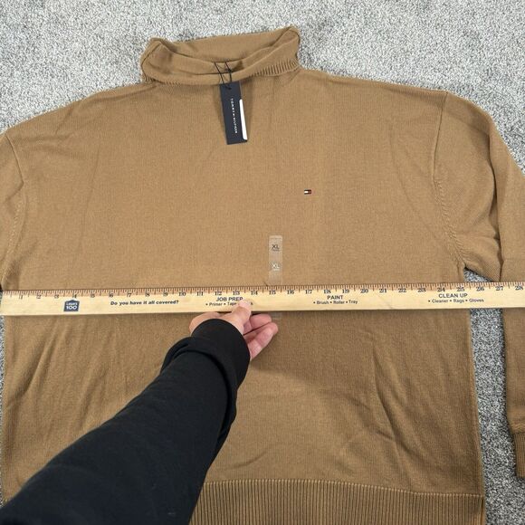 Tommy Hilfiger Sweater Womens XL Relaxed Fit Mockneck Academia Preppy Tan - Picture 6 of 12